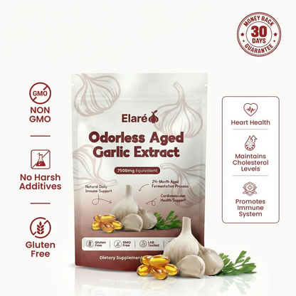 Elare Aged Garlic Extract - 7500mg Odorless Softgels